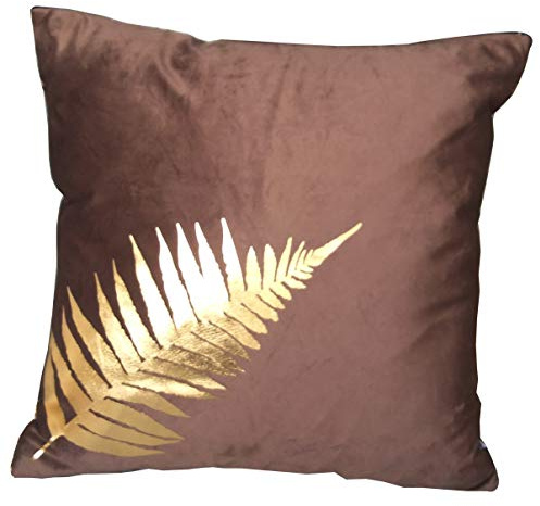 ZUODU Brun sammet kuddfodral 45 x 45 cm tryck persika hudliknande dekorativt kuddöverdrag kaffe kuddfodral 45 x 45 cm gratis kombination 1 st (gyllene löv-kaffe)