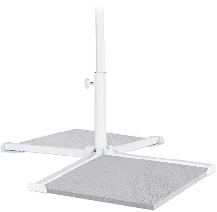 Relaxdays, blanc Pied, Porte Parasol, tige 35 mm, Socle Support en Croix, Terrasse, Jardin, Balcon
