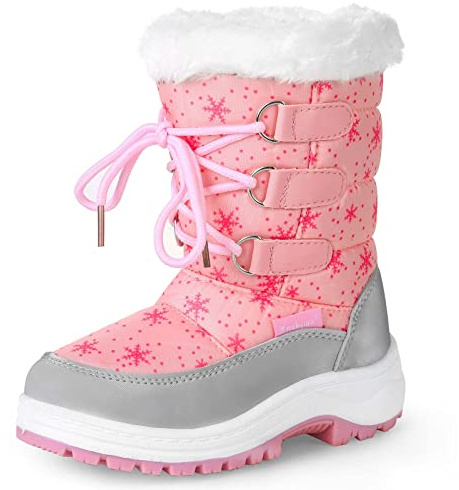 Apakowa Kids Girls Insulated Fur Winter Warm Snow Boots (Toddler/Little Kid) (Color : Pink, Size : 5 M US Toddler)