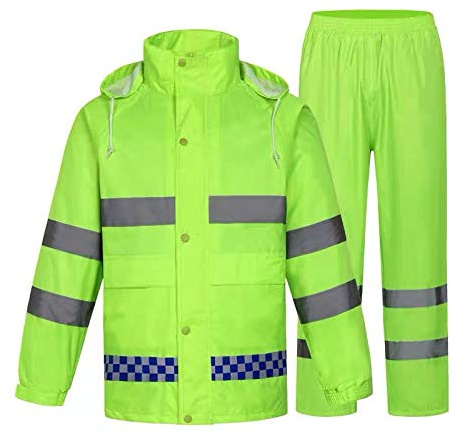 zojo High Visibility Safety Rain suit, Jacket, Pants High Visibility Reflective Rain Coats (Yellow-2XL)