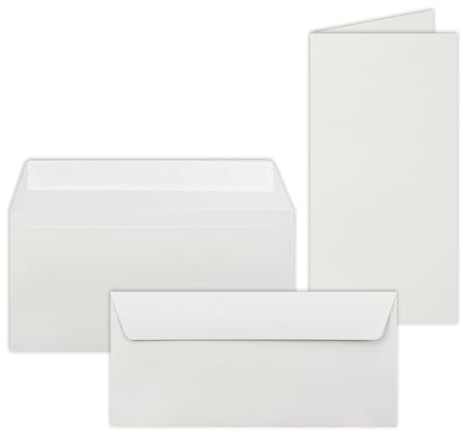 50x Faltkarten-Set mit Briefumschlägen DIN Lang in Hellgrau (Grau) - 21 x 10,5 cm - Blank Klappkarten und Umschläge für Einladungen und Grüße zu Geburtstag und Hochzeit