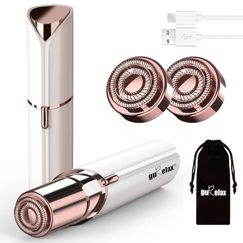 Gesichtshaarentferner für Frauen Wiederaufladbar, 2x Ersatzköpfe im Lieferumfang Enthalten,Gesichtsrasierer Frauen, Schmerzfreier Damenrasierer Gesicht,Für Wangen, Kinn