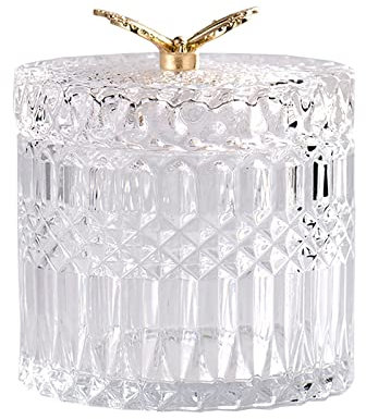 Barattolo Caramelle Vetro con Coperchio, Trasparente Vaso di Stoccaggio in Vetro, Piatti di Caramelle con Coperchio, Farfalla Barattolo Caramelle Cristallo, per Biscotti, Caramelle, Buffet, 8,5*8,5 cm