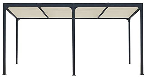 Habrita Pergola bioclimática XXL – Techo color crudo – 21,52 m2 – Alu