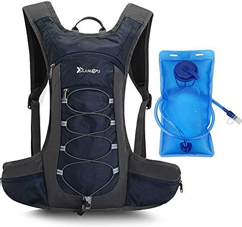 CLAPE Trinkrucksack mit Trinkblase 2L Fahrradrucksack Outdoor Marineblau | Ultraleichter Wasserrucksack mit atmungsaktivem Rücken für Radsport, Wandern, Laufen und Camping, wasserabweisend