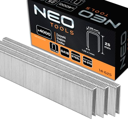 NEO TOOLS Verzinkte Heftklammern für Drucklufthefter (25 mm)