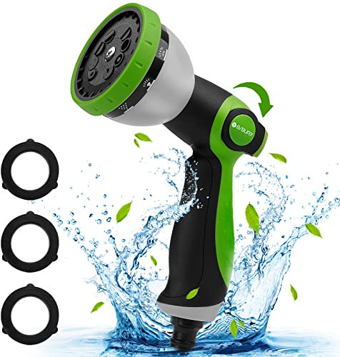 BIBURY Pistola Giardino Acqua, Irrigazione a Spruzzo con 10 Modalità Regolabili, Lavaggio Auto e Pet Balneazione - Verde