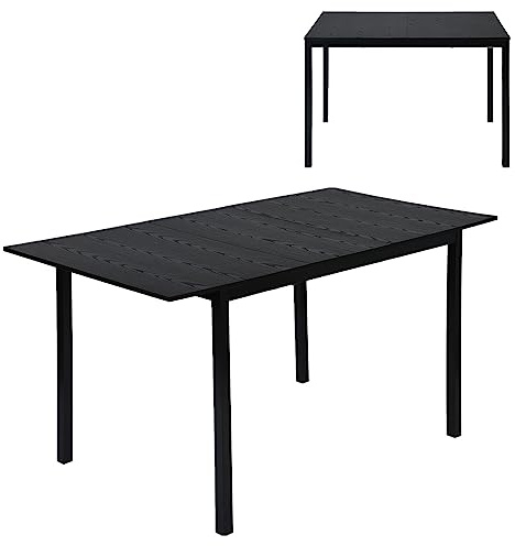 MEUBLE Cosy Esstisch Ausziehbar Küchentisch für 4-6 Personen Vintage Industrial Esszimmertisch Metallgestell für Esszimmer, Küche, 120-160x80x75cm, Schwarz