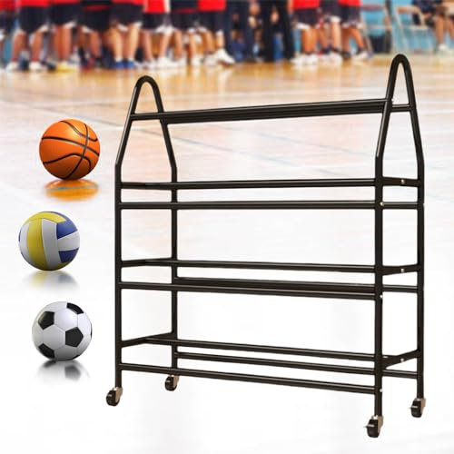 json2xml Aufbewahrung Von Sportgeräten Mit Rollen Für Basketball,Volleyball Und Fußball|Ball-Organizer|Ballsport-Aufbewahrungsregal|Erhältlich Mit Einer Kapazität Von 20–40 Bällen,W:123CM-Black