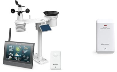 Bresser Wetterstation Funk mit Außensensor - solarbetrieben - und Thermo-Hygro-Funksensor & Thermometer/Hygrometer Sensor zur Temperatur- und Luftfeuchtigkeitsmessung
