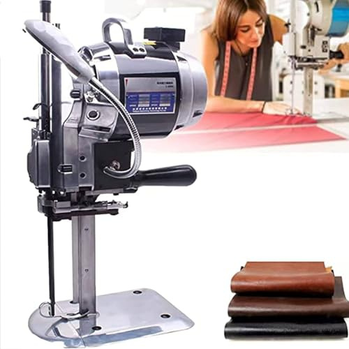 DPQYJPP Vertical Electric Leather Cutting Machine, Straight Knife Fabric Cloth Cutting Machine, Light Automatic Sharpening Blade, with LED, for Fabric Clothing Leather Paper,8inch