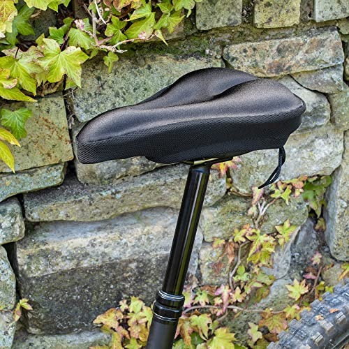 Hardys Memory Foam Bike Seat Cushion - Comfortable, Soft, Wide Non-Slip Bicycle Saddle Cover with Drawstring Strap, Breathable - for Exercise Bikes, Mountain Bikes & Electric Bikes