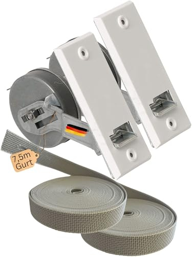 Rollwin 2x Gurtwickler Unterputz 135mm inkl. 2x 7m Gurt – Rolladen Gurtwickler Unterputz Weiß für 23mm Rolladengurt – Einlasswickler aus Deutschland – Rolladenwickler Rollo Aufwickler Gurtaufroller