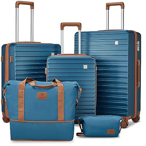 Joyway Trolley-Kofferset 3 Teilig Hartschalen-Koffer Set mit 4 Rollen leichtes Reisekoffer Set mit TSA-Schloss aus ABS-Hartschale Der Koffer Enthält 1 Tragetasche und 1 Kulturbeutel