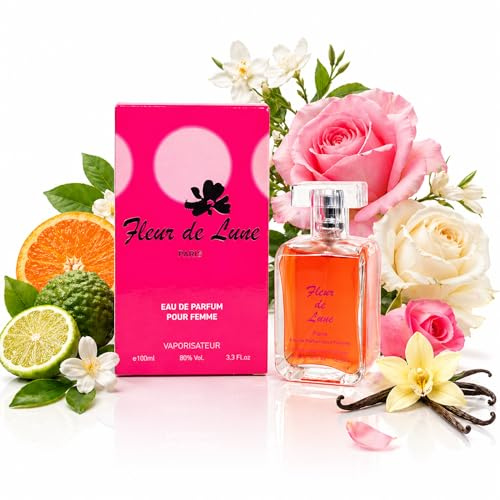 Fleur de Lune EDP 100ml | Parfum Pour Femme Oriental Vanille et Jasmin Longue Tenue | Femme Fragrance Féminine Sensuelle, Idée Cadeau Femme Original | Notes Rose, Patchouli & Musc Blanc