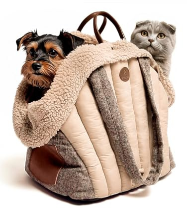 Owleys Kleine Hundetragetasche - Hundetasche - Welpentrage für kleine Hunde 0-6,8 kg - Beige