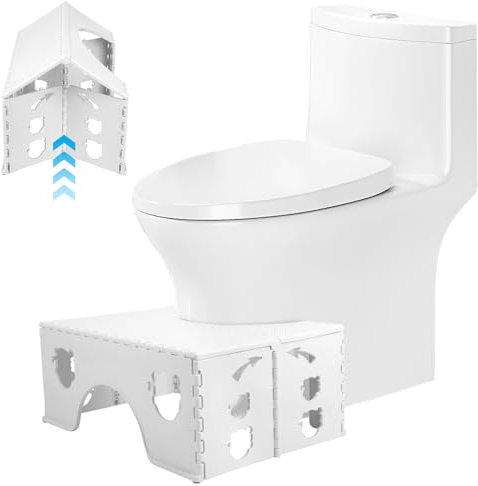 Polegas Foldable Toilet Stool, 7 Inch Healthy Squatting Posture Poop Stool, Non-Slip Bathroom Step Stool for Adults, Easy to Storage