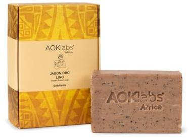 AOKlabs Jabón Oro Lino 2 en 1 | Limpia, Exfolia, Hidrata y Nutre | Limpieza y exfoliación suave 2 en 1 | Formula Natural | Apto para todo tipo de piel