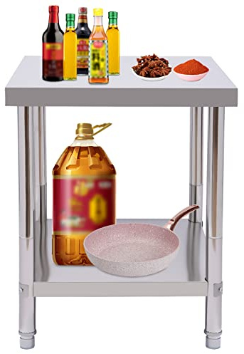 MINRS Arbetsbord kök 60 x 45 x 80 cm rostfritt stål bord kan belastas upp till 300 kg köksbord gastronomibord för kök hotell bagerier tvättstugor läkarpraktiker veterinärkliniker silver