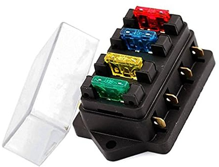 JECOMPRIS Kfz Sicherungskasten 4 Fach 12V/24V Mit Abdeckung Und Dichtung Blattsicherungskasten Block Für Fahrzeugkreislauf Flachstecker Anschluss 8.70 X 5.30 X 4.20 cm