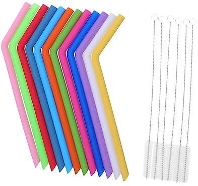 TOPBATHY 18 Teile/satz Umweltfreundliche Silikon Strohhalme Wiederverwendbare Trinkhalme Set Bunte Auswahl