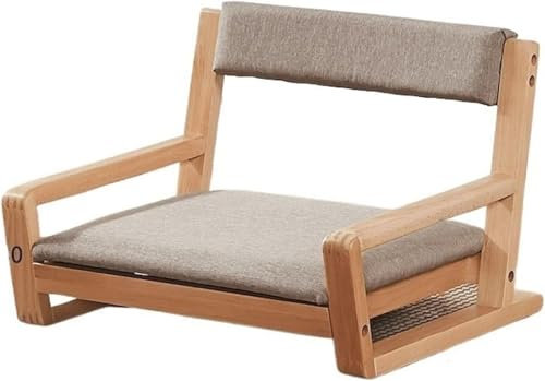 Yoeoefuo Boden Stuhl Floor Chair Modern Holzstuhl TatamiStuhl Japanischer Bodensitzkissen Multifunktional Sitzgelegenheit Für Gäste Niedriger Sitz Lazy Sofa Bodensessel Indoor Möbel(Stil 2)