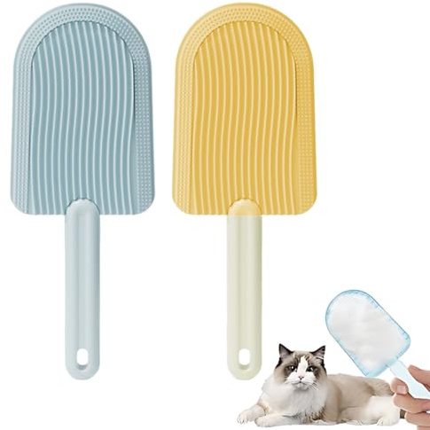 Katzenbürste, 2 stk Haustier Bürsten, Katzenbürste Selbstreinigende Haustierbürste, Hundebürste Katzenbürste für Langhaar und Kurzhaar, für Haustieren mit langem und kurzem Haar, blau gelb