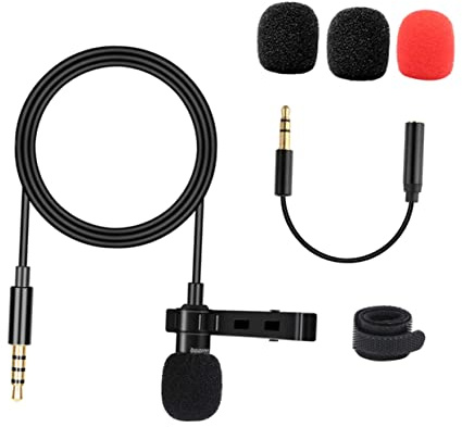 MOLUCKFU Ansteckmikrofon für Videoaufnahmen und Outdoor Vorträge Omnidirektionales mit Clip 3,5-mm Klinkenanschluss 1,5m Kabel Kunststoff und Metall