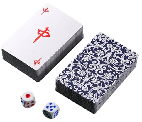 Mahjong spel spel: Mahjong resekort med tärningar, förtjockat resepapper | bred version | Tyst brädspel för , resor, camping, bärbara spelkort för underhållning