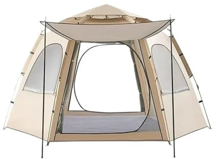 Eisfischerzelt 5-9 Personen Outdoor Faltzelt Instant Pop Up Zelt Tragbares automatisches wasserdichtes Campingzelt mit Baldachin für Wandern Picknick Neu biwakzelt(3-4 Khaki Persons)