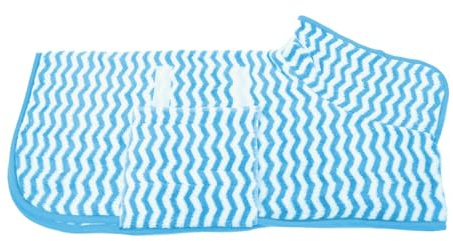 Hixingo Hundebademantel für Kleine Große Mittelgroße Hunde, Extra Saugfähig Hunde Bademantel Mikrofaser mit Klettverschluss Und Verstellbarem Gummizug (S,Blau Gestreift)