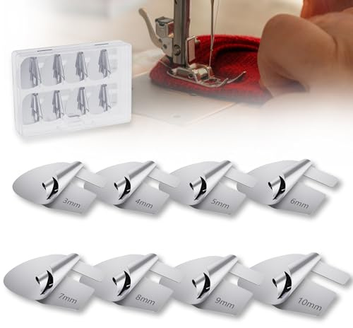 8 Größen Universal Nähfuß Rollsaumfuß für Nähmaschine, 3–10 mm Rollsaum-Nähfuß-Set, Rollsaum-Aufsatz, Rollnaht-Nähfuß, Nähzubehör & Werkzeuge (8 Größen)