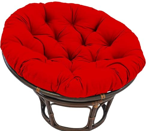 Generisch Hängesessel Kissen Outdoor Rund,Polster, 10cm Dicke Auflage Für Baumwoll Hängeschaukel, Premium Papasansessel Kissen Sitzkissen, Eierstuhl, Rattansessel Sitzpolster,Bright red,110cm