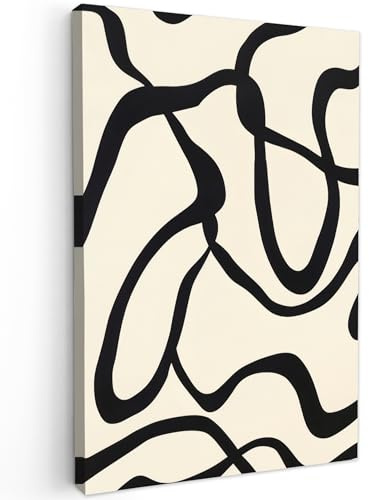 MuchoWow© Bild auf Leinwand Schlafzimmer Bilder Badezimmer Wand Deko | 60x90 cm - Wohnzimmer Modern Wanddeko Bilderwand Geschenk Abstrakt - Linien - Beige