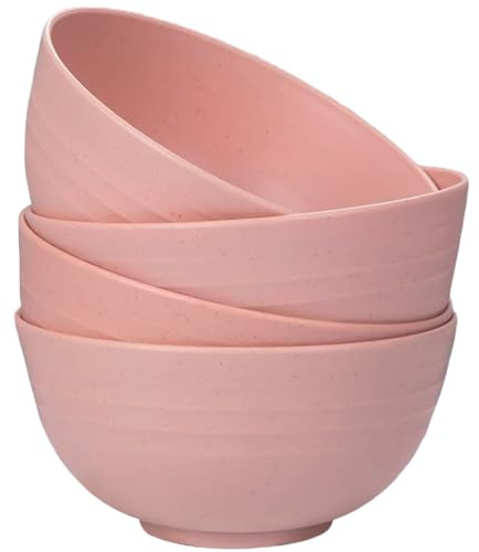 LIVELYPET Juego de 4 cuencos irrompibles para cereales, ensaladeras de plástico, aptas para lavavajillas y microondas, cuencos ligeros y reutilizables para sopa de fideos de arroz, aperitivos