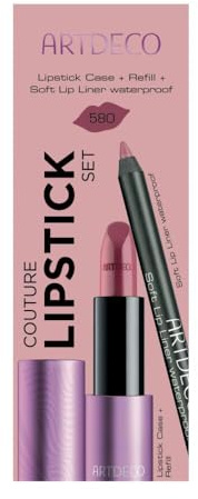 ARTDECO Couture Lipstick Set – wiederbefüllbare Lippenstifthülse, Lipstick Refill mit SPF 15 & Soft Lip Liner waterproof - 1 Set
