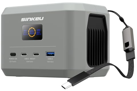 SinKeu Station d'alimentation portable, batterie LiFePO4 96 Wh / 30 000 mAh avec 3 ports, USB-C 100 W entrée / sortie batterie de charge rapide pour voyage, alimentation de secours