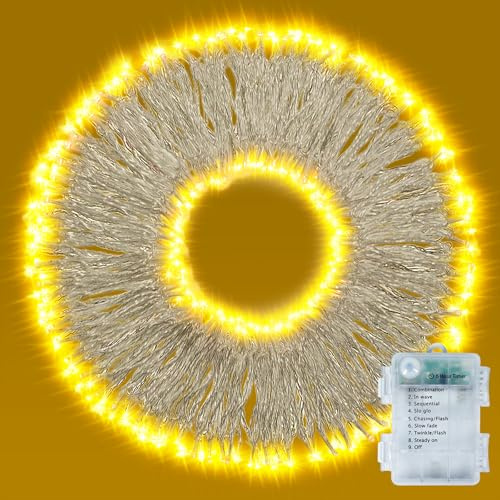 KDGOFUO Lichterkette Außen Batterie Timer – 15 m, 150 warmweiße LEDs | LED Lichterkette Batterie Outdoor & Innen, 8 Modi, IP44 Wasserdicht, Deko für Garten, Balkon, Hochzeit, Party & Weihnachten