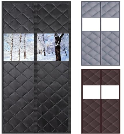 Magnet Wärmeschutzvorhang, Thermo Türvorhang, W 70-250cm Kälteschutz für Drinnen und Draußen Winter, Thermovorhang für Türen, Balkontür, Terrassentü