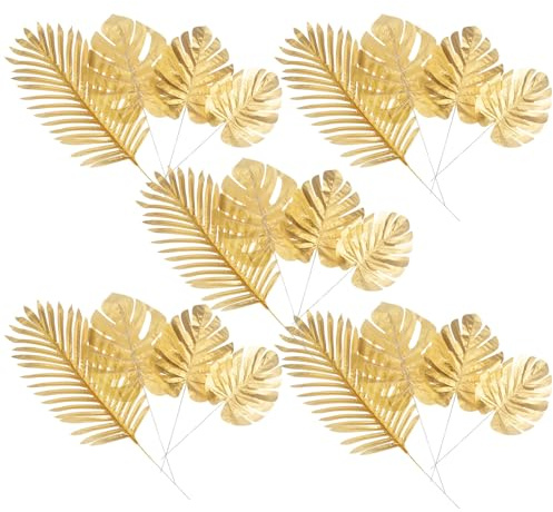 HAMPPLIES 20 Pezzi Foglie di Monstera Dorate Finte Decorazioni Foglie Tropicali Artificiali per Matrimoni e Feste Simulazione per Allestimenti Scenografici e Tavoli Festivi