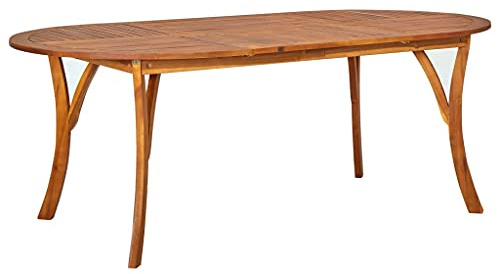 HGBNMER Large Solid Acacia Wood Dining Table with Rustic Brown Finish and Spacious Tabletop for Outdoor Gatherings, Comfortably Seats Six People, Perfect Farmhouse Table for Garden