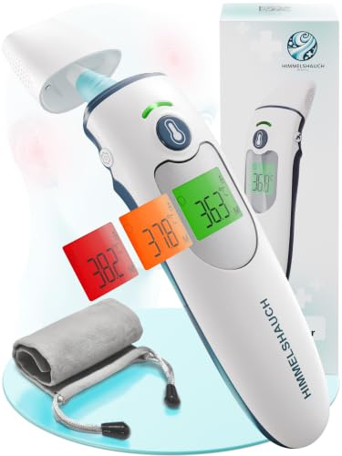 HIMMELSHAUCH MEDICAL Fieberthermometer Ohr & Stirn | 3 in 1 Messgerät | Ohrthermometer Babys Kinder & Erwachsene | Stirnthermometer kontaktlos | Digitales Fieber-Thermometer | Infrarot Fiebermesser