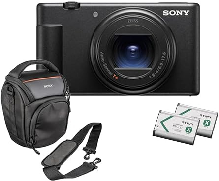 Sony ZV-1 II Hybrid Travel Camera | Multi-layer 1-inch sensor, wide-angle zoom lens, 20 MP photos and 4K video, includes 2 batteries & case