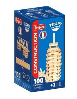 cavernedesjouets Baril planchettes Classic Bois, 100 Pieces + livret idees - tecap - Jeu Construction Enfant - Made in France - Set Jouet avec Carte