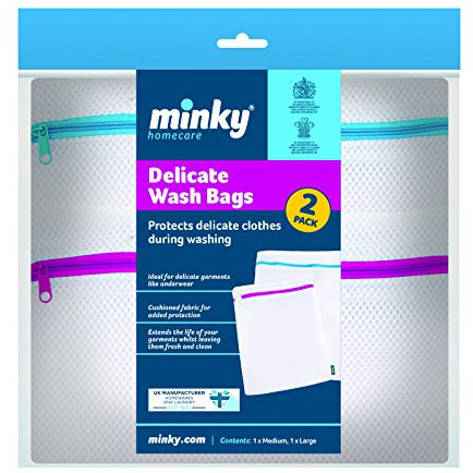 Minky Delicates Laundry Bag 2 Pack, Reusable Mesh Laundry Bags for Washing Machine, Bra and Shoe Washing Machine Bag with Protective Case and Zips, Large and Small Mesh Bags