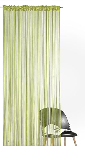 heimtexland® - Cortina de hilos en muchos colores y tamaños con dobladillo para la varilla, se puede recortar, alta calidad, certificación Ökotex, tipo 121, poliéster, verde, HxB 245 x 148 cm