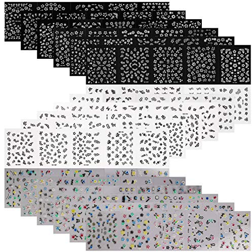 Mwoot 90 hojas (más de 3000 unids) 3D pegatinas de uñas varias flores mariposa patrones calcomanías diseños de uñas de arte para las mujeres niñas