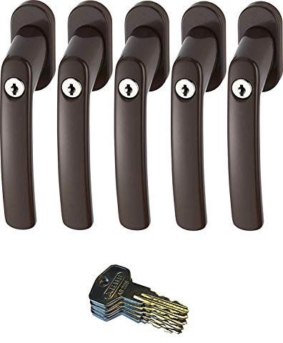 ABUS FG200 B SB abschließbarer Fenstergriff, braun im Set 5 Stück