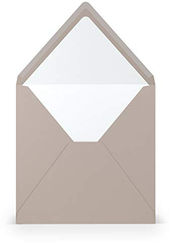 PAPERADO 50 Briefumschläge quadratisch Taupe gerippt Hell-Braun Schlamm - 100 g/m² Kuvert Ohne Fenster 16,4 x 16,4 cm - Hochzeits Umschläge mit Nassklebung spitzer Klappe