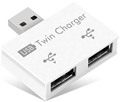 USB2.0 2 Puertos, Concentrador USB Portátil de 2 Puertos, Adaptador Macho a Doble USB Hembra para Ordenadores Portátiles Portátiles (Blanco)